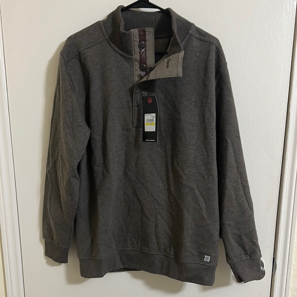 NWT Wolverine Men’s Hudson Button Coffee Quarter Zip Pullover Sweater Medium